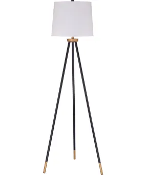 1-Light Floor Lamp Painted Black/Painted Gold