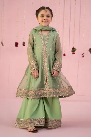 3 Piece Embroidered Zari Line Organza Suit | MKS-EF24-36