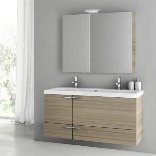 47 Inch Glossy White Bathroom Vanity Set