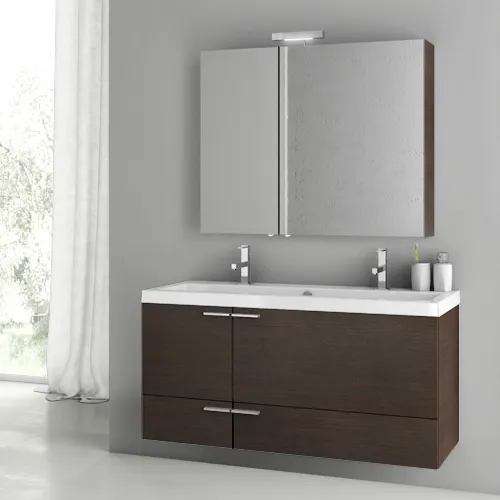 47 Inch Glossy White Bathroom Vanity Set