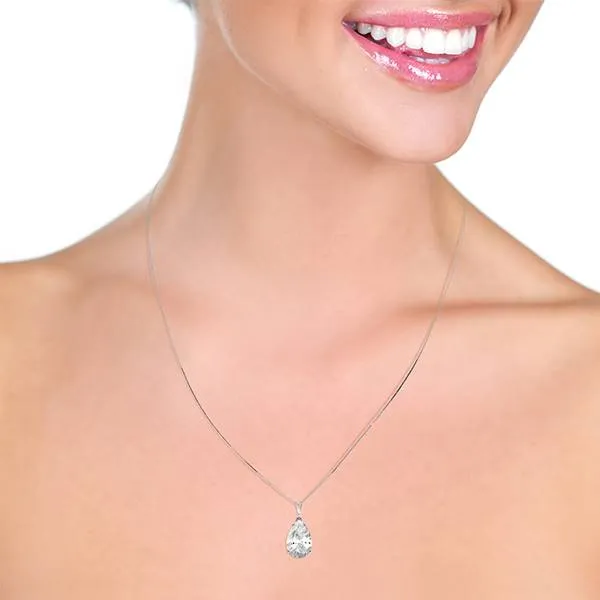 5 Carat 14K Solid White Gold Necklace Natural White Topaz