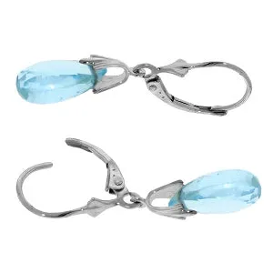 6 Carat 14K Solid White Gold Wellspring Of Life Blue Topaz Earrings