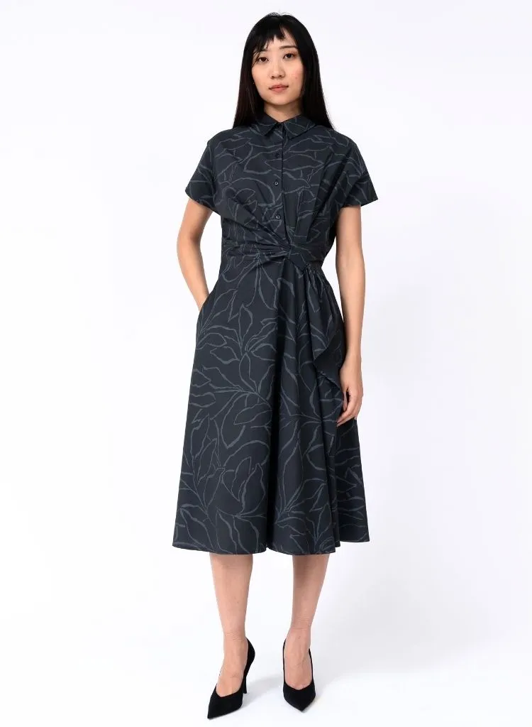 Abstract Leaf Wrap Dress