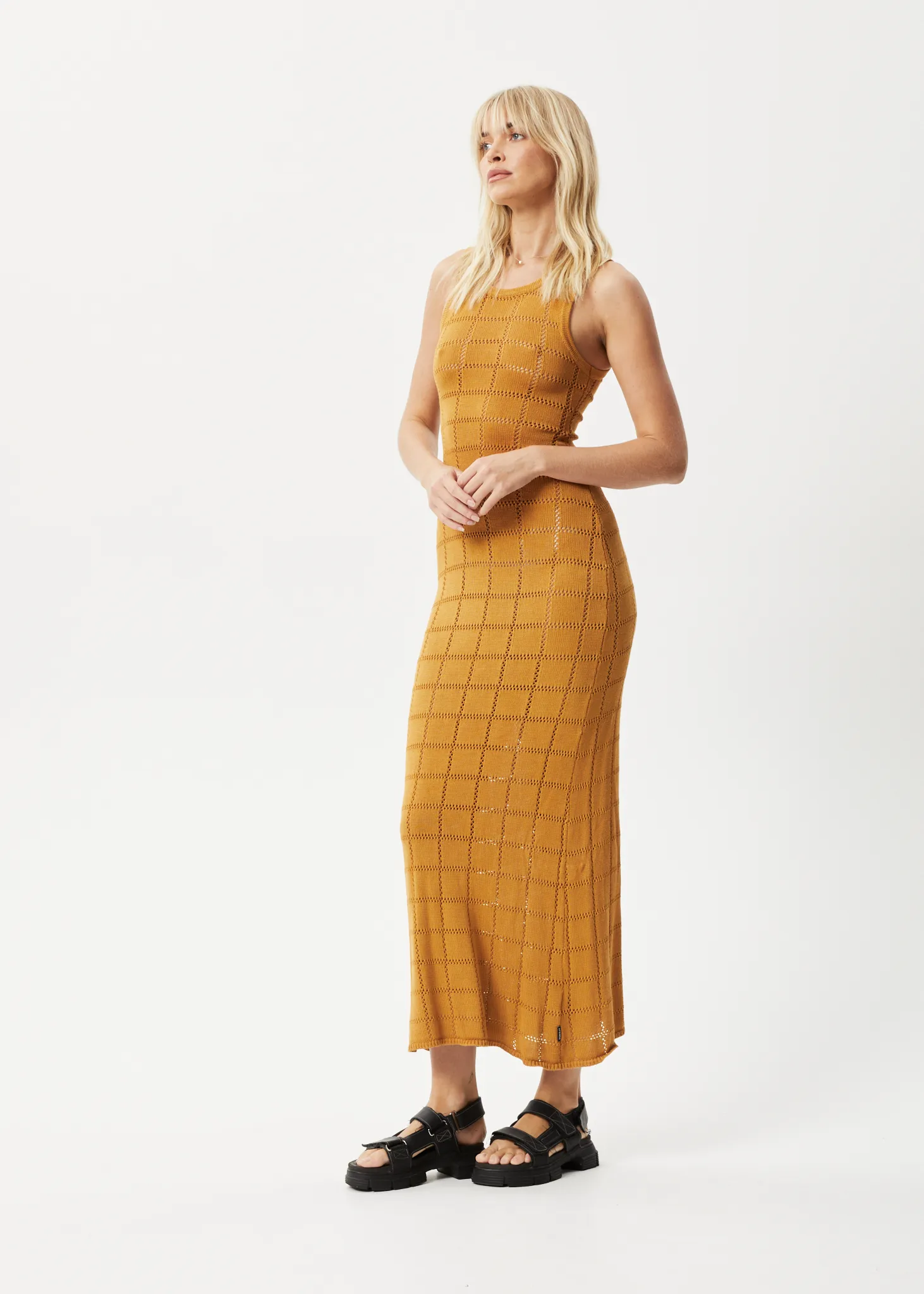 AFENDS Womens Femme - Knit Maxi Dress - Mustard