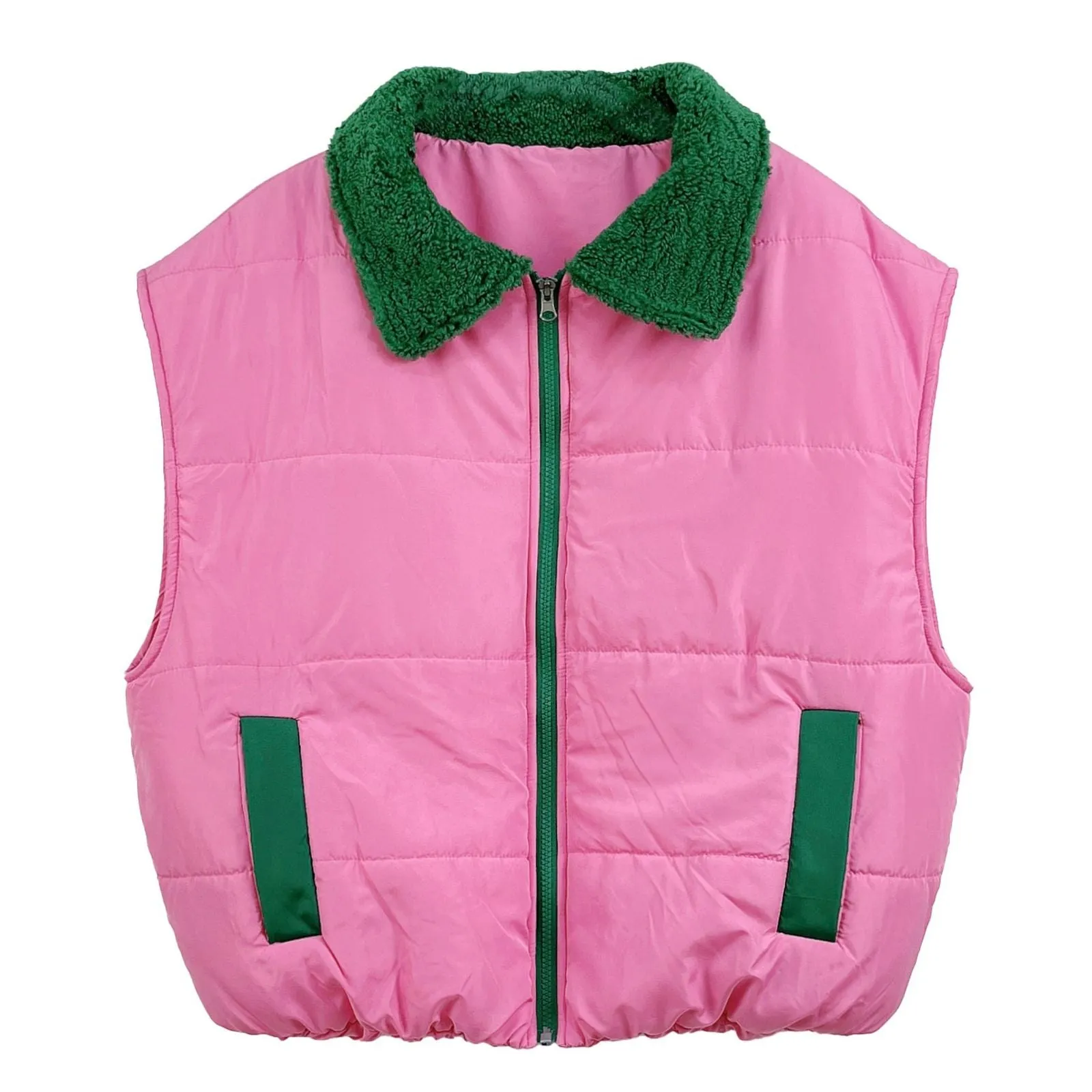 AKA Alpha Kappa Alpha Sorority Inspired Vest Shearling Collar Puffer Vest Women