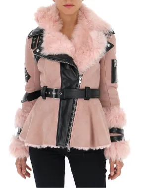 Alexander McQueen Shearling Trim Biker Jacket