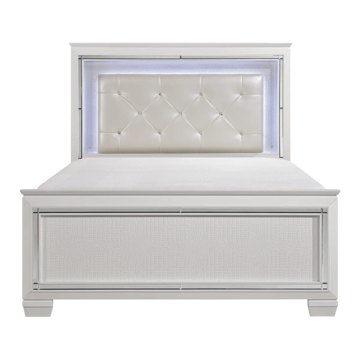 Allura White Queen Bed, LED Lighting