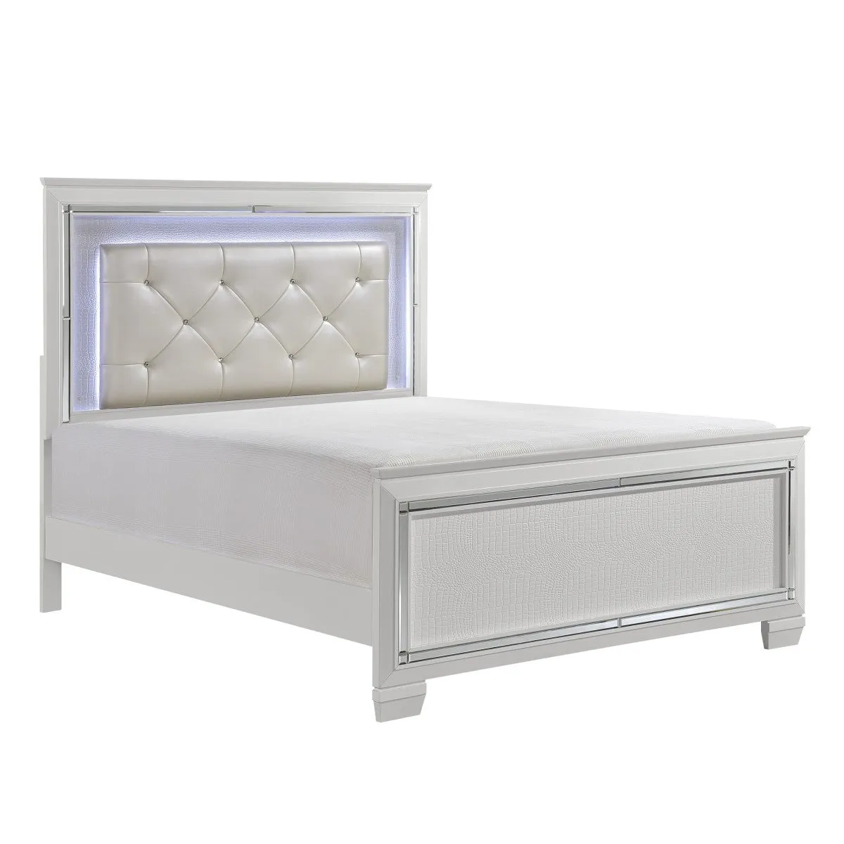 Allura White Queen Bed, LED Lighting