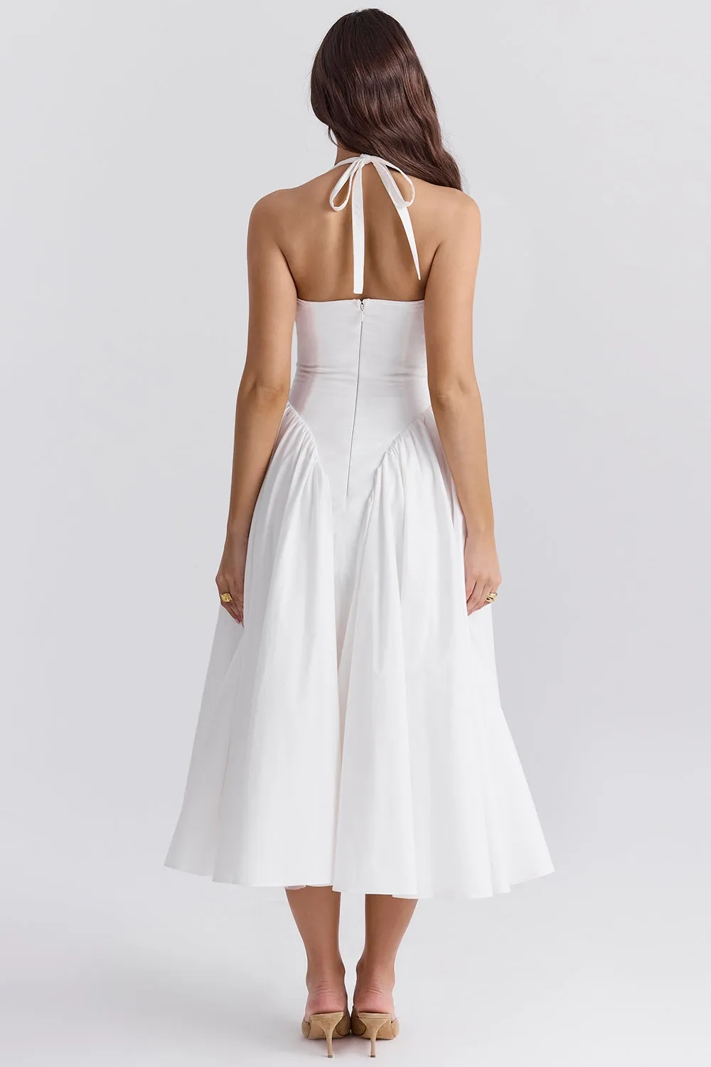 Amani White Halter Midi Dress