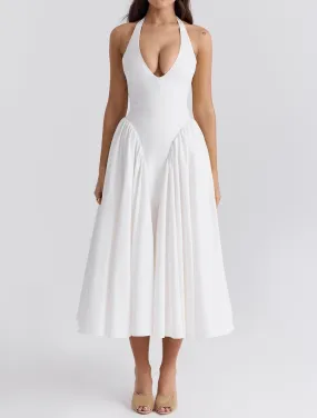 Amani White Halter Midi Dress