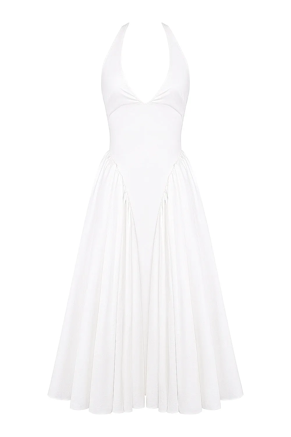 Amani White Halter Midi Dress