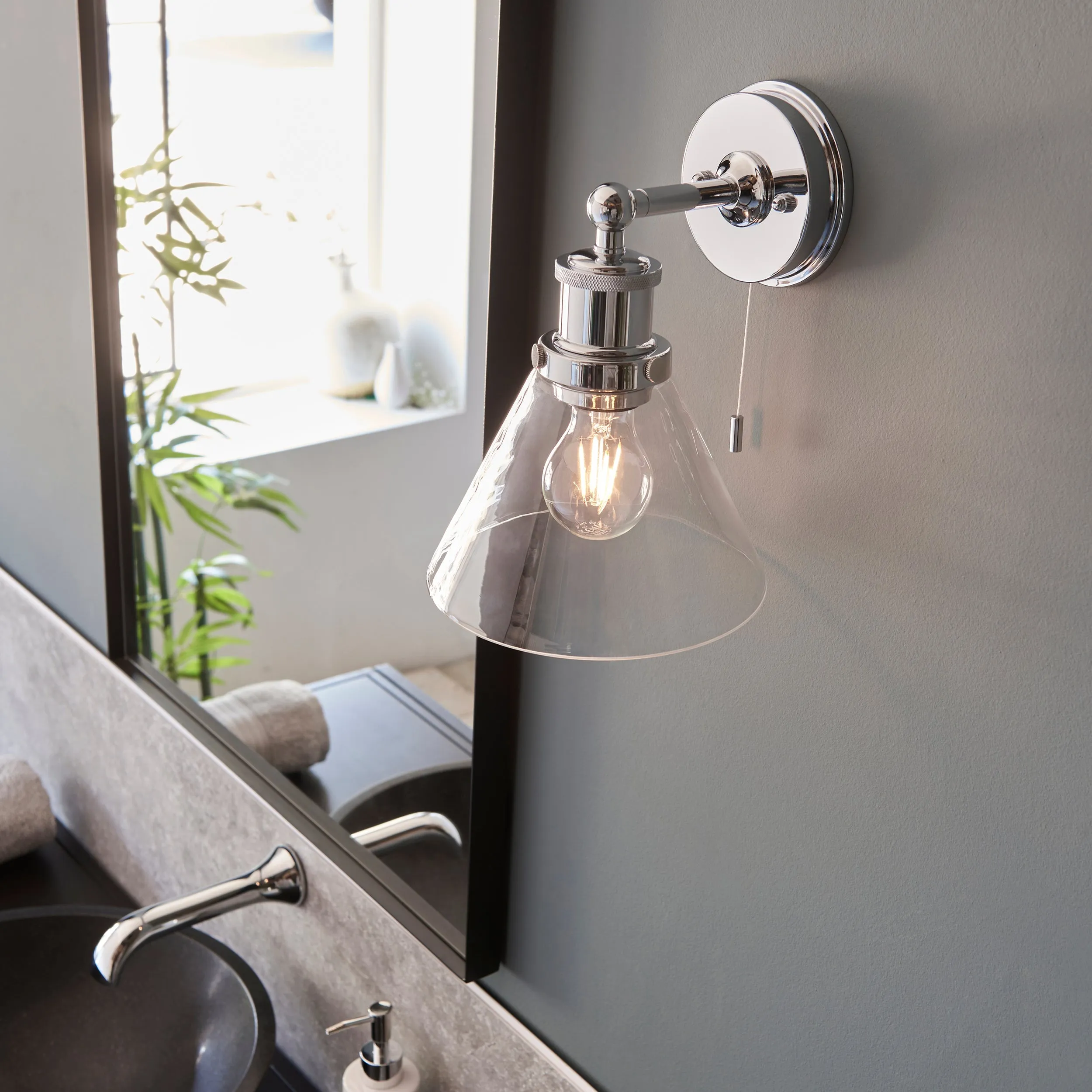 Amos Diaphanous Bathroom Wall Light Chrome