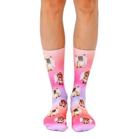 Angel Puppies All Over Puppy Picture Women's Crew Socks *