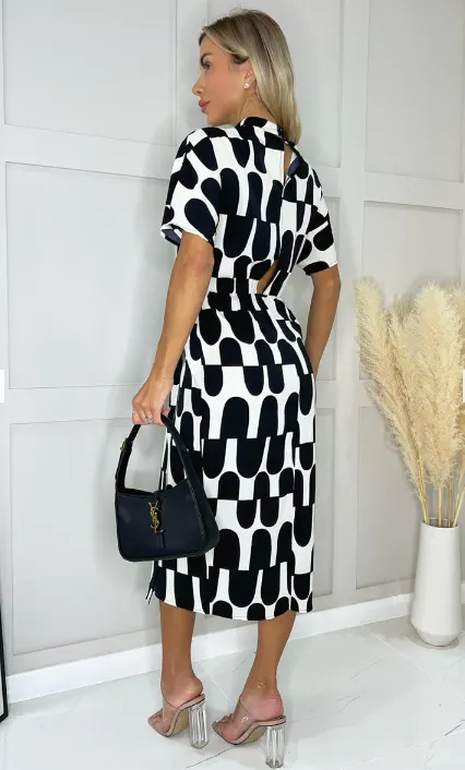 Aoife Black High Neck Midi Dress