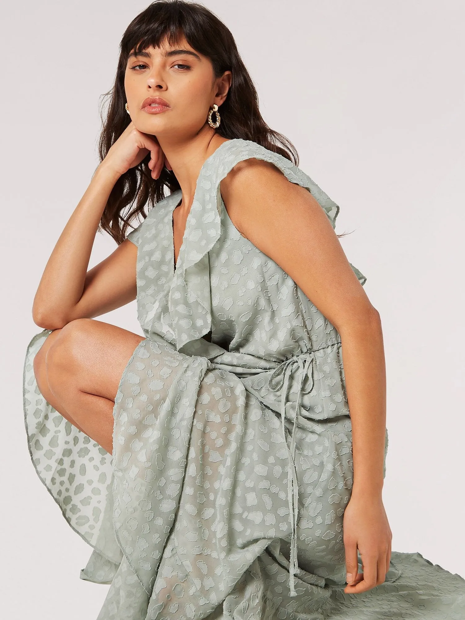 APRICOT - Clouds Ruffle Faux Wrap Dress - 824225 - FINAL SALE