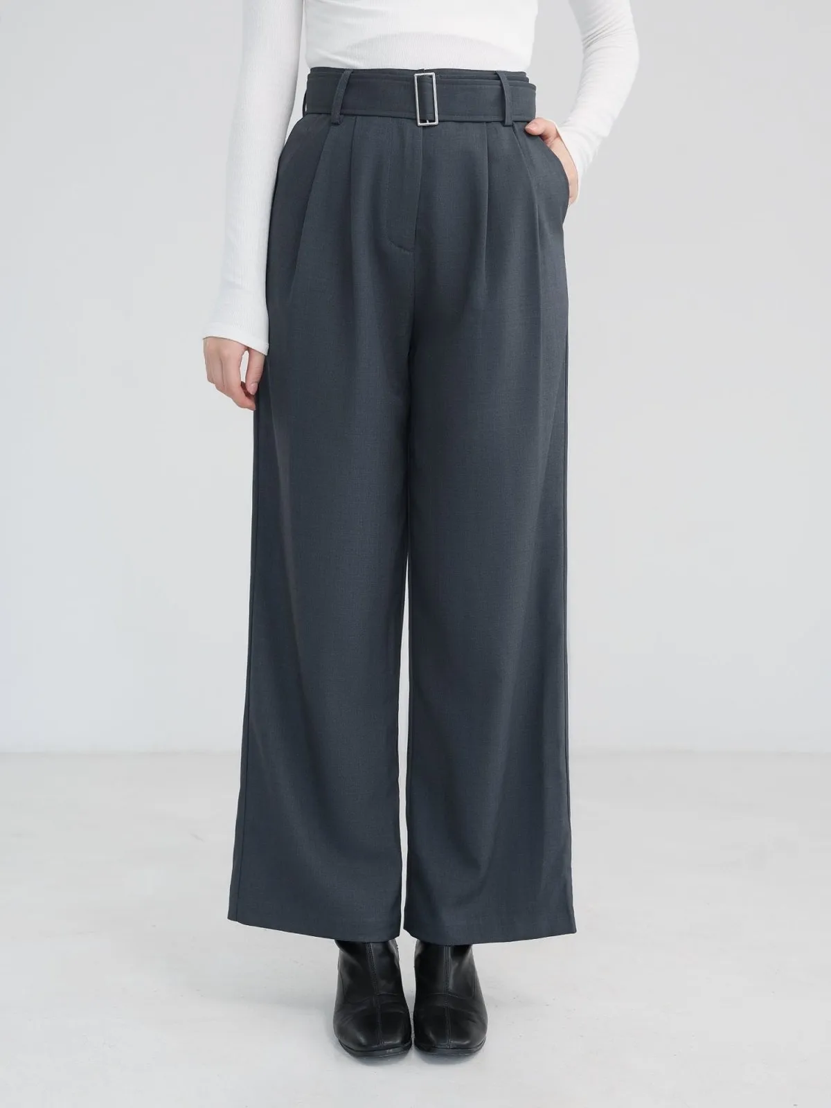 Artemis Belted Wide Leg Trousers (Long/ Short ver.)