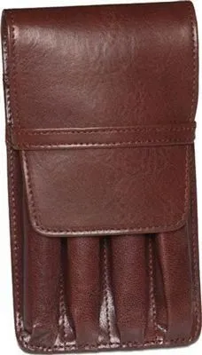 Aston Leather 4 Pen Holder Brown