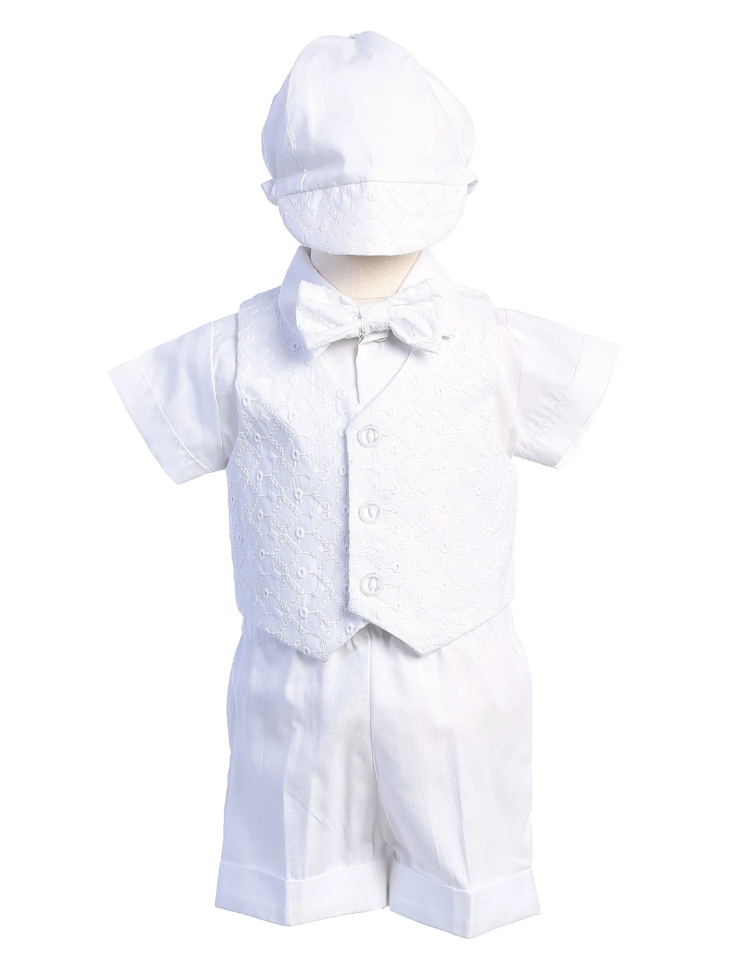 Baby Boys White Embroidered Vest Shorts Diego Christening Outfit 0-24M