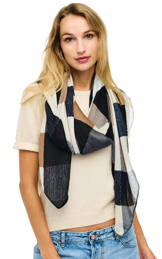 BASC3502 BLOCK PATTERN LIGHT WEIGHT OBLONG SCARF