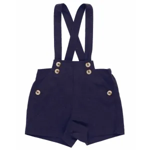 Belati  Navy Pleated Pocket Baby Overalls