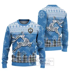 Bell Clan Christmas Ugly Sweater with Tartan and Celtic Reindeer Style