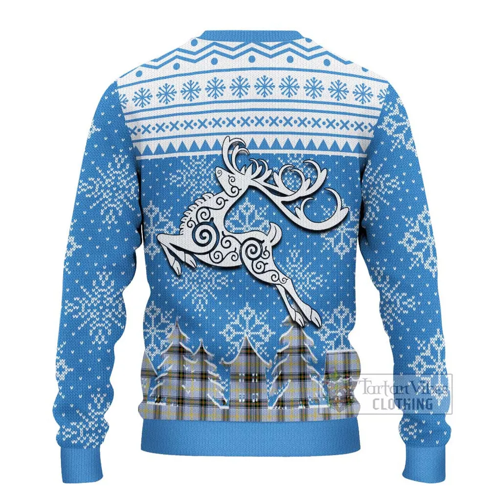 Bell Clan Christmas Ugly Sweater with Tartan and Celtic Reindeer Style