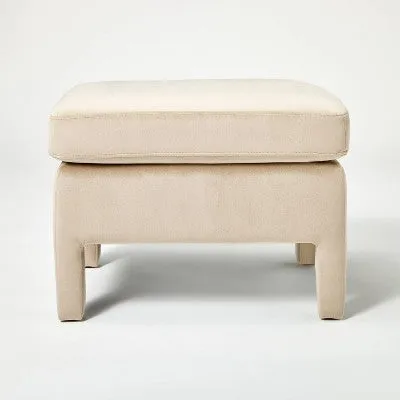 Bellfield Fully Upholstered Ottoman Light Brown Velvet - Threshold designed with Studio McGee