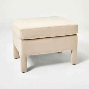 Bellfield Fully Upholstered Ottoman Light Brown Velvet - Threshold designed with Studio McGee