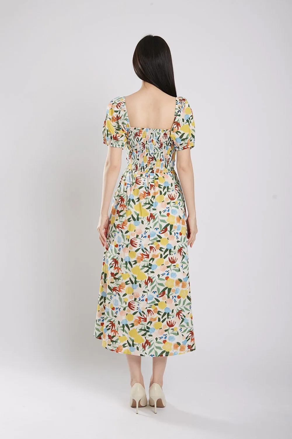 Bernice Maxi Dress in Green Floral Print