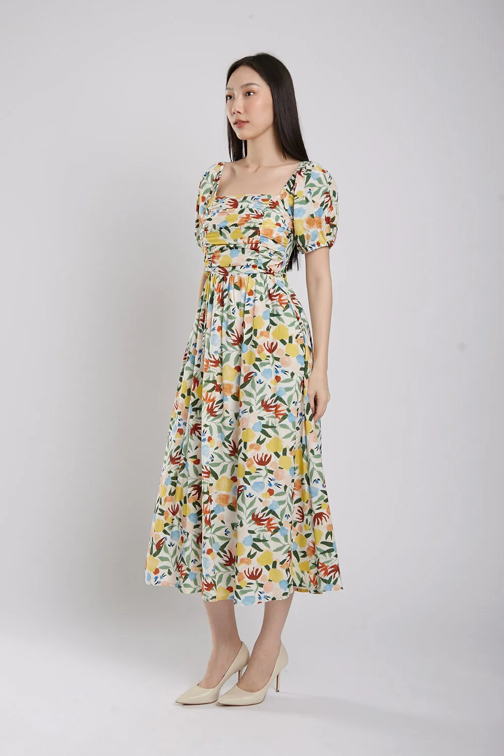 Bernice Maxi Dress in Green Floral Print