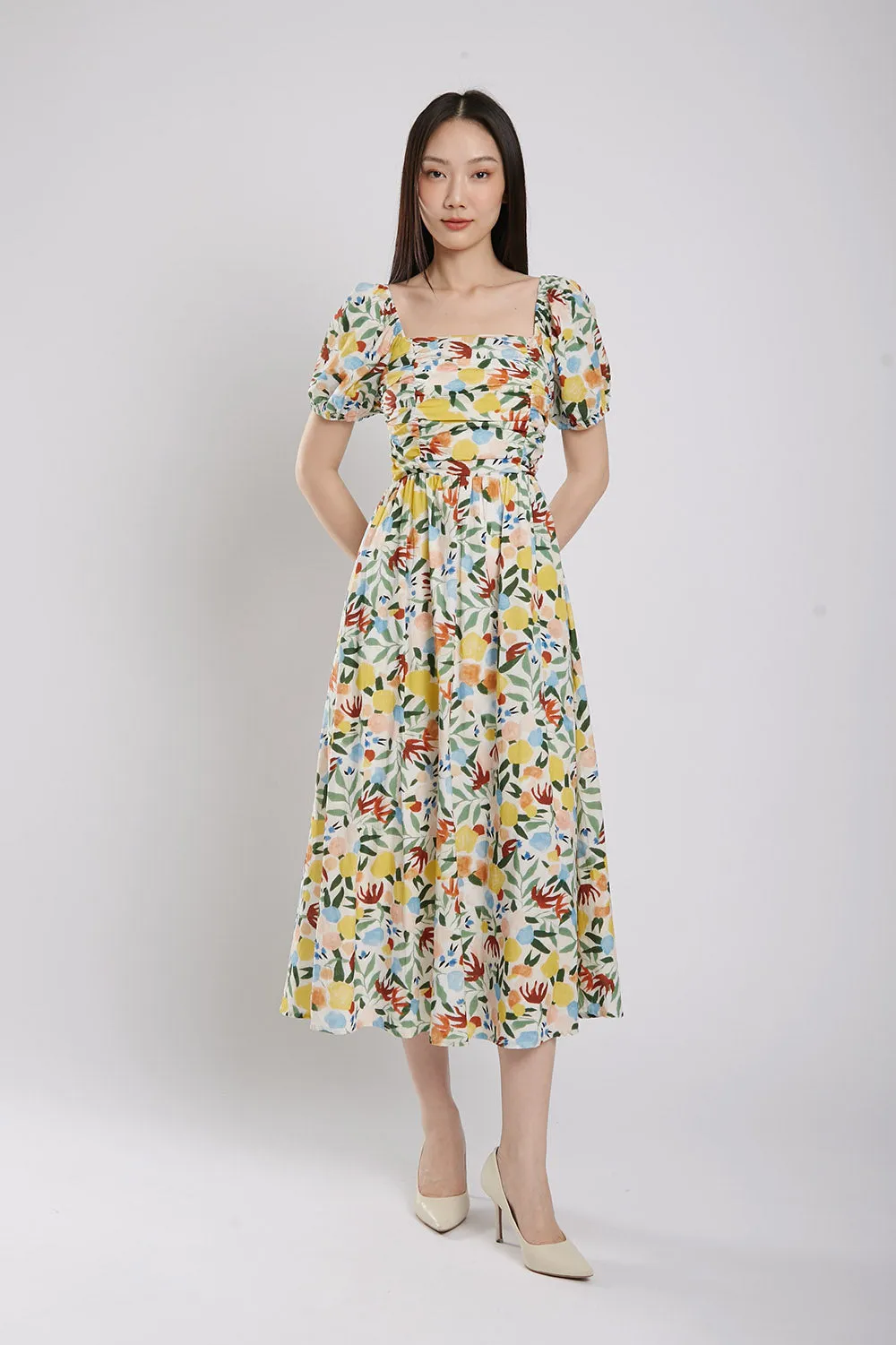 Bernice Maxi Dress in Green Floral Print