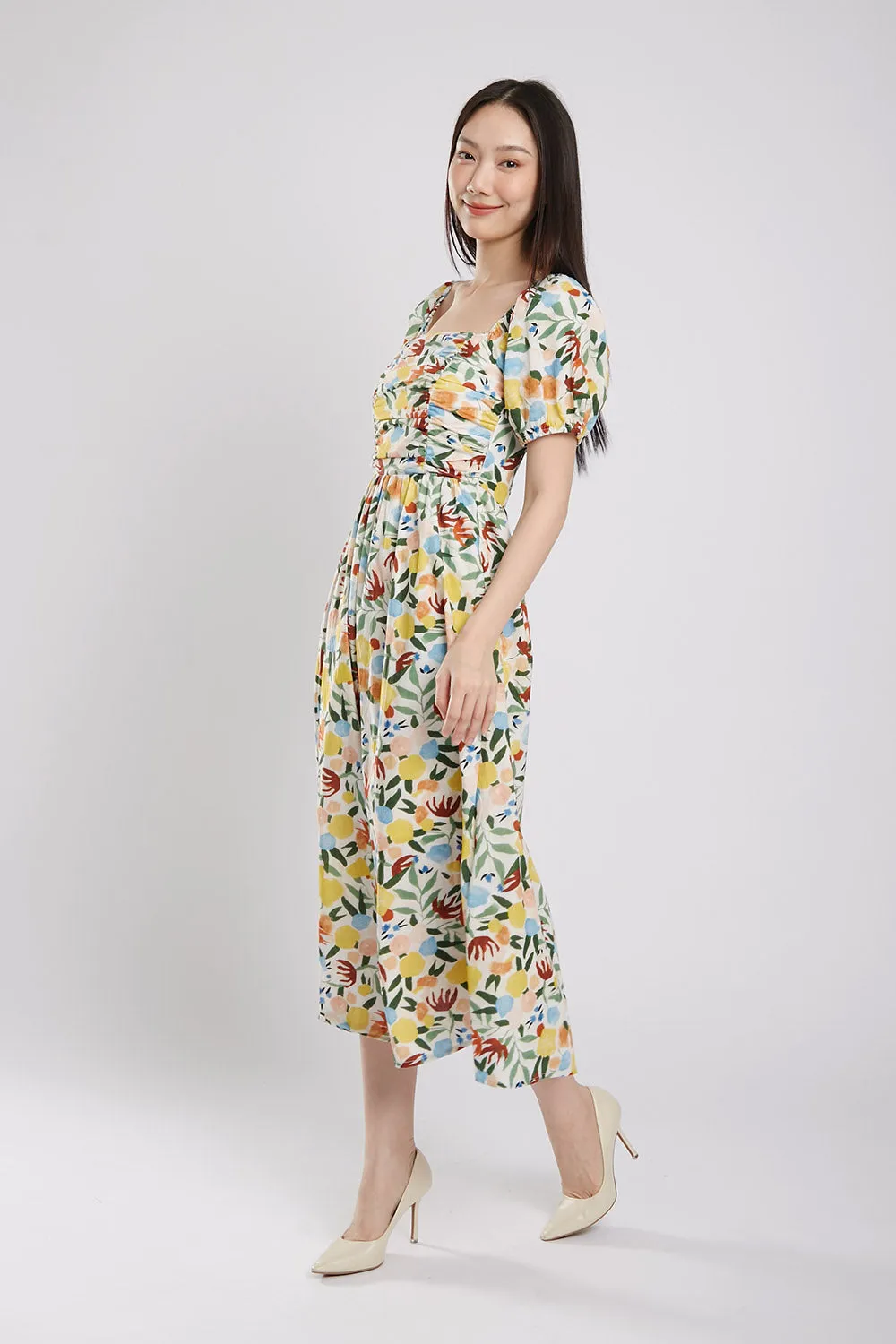 Bernice Maxi Dress in Green Floral Print