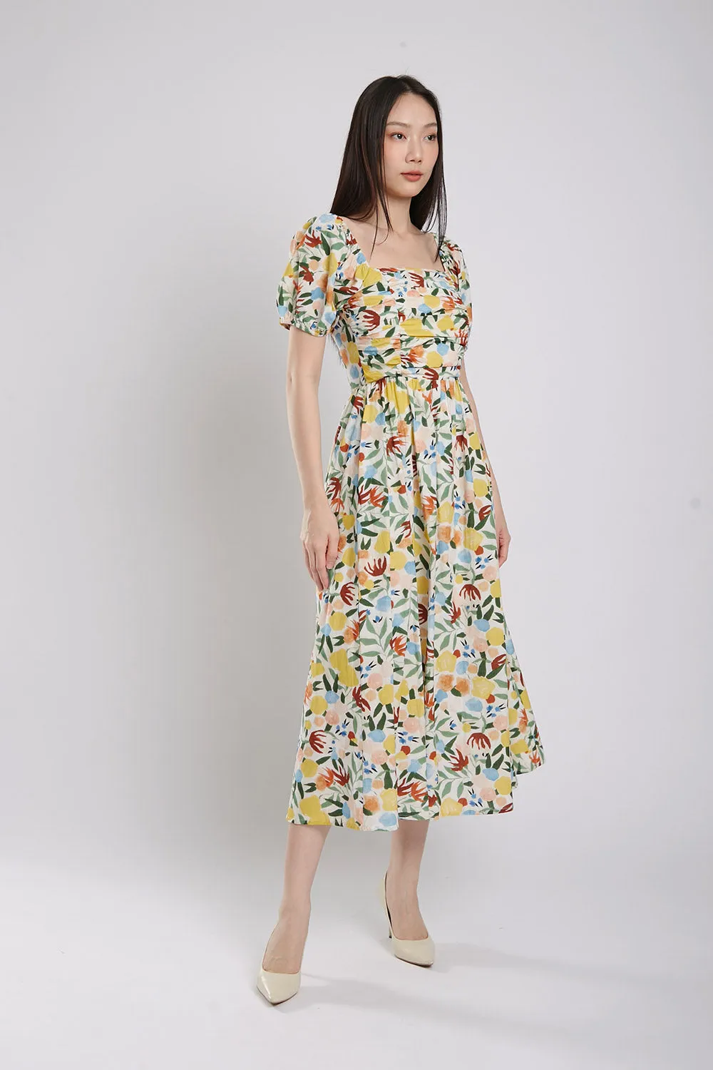 Bernice Maxi Dress in Green Floral Print