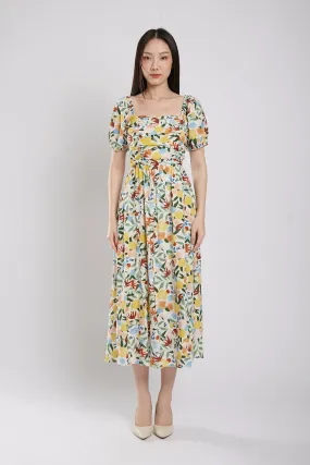 Bernice Maxi Dress in Green Floral Print