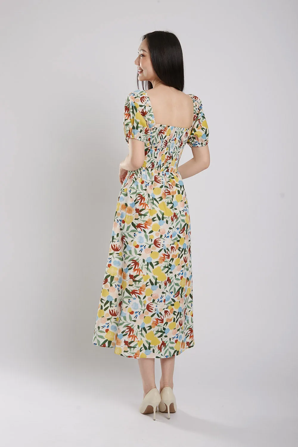 Bernice Maxi Dress in Green Floral Print