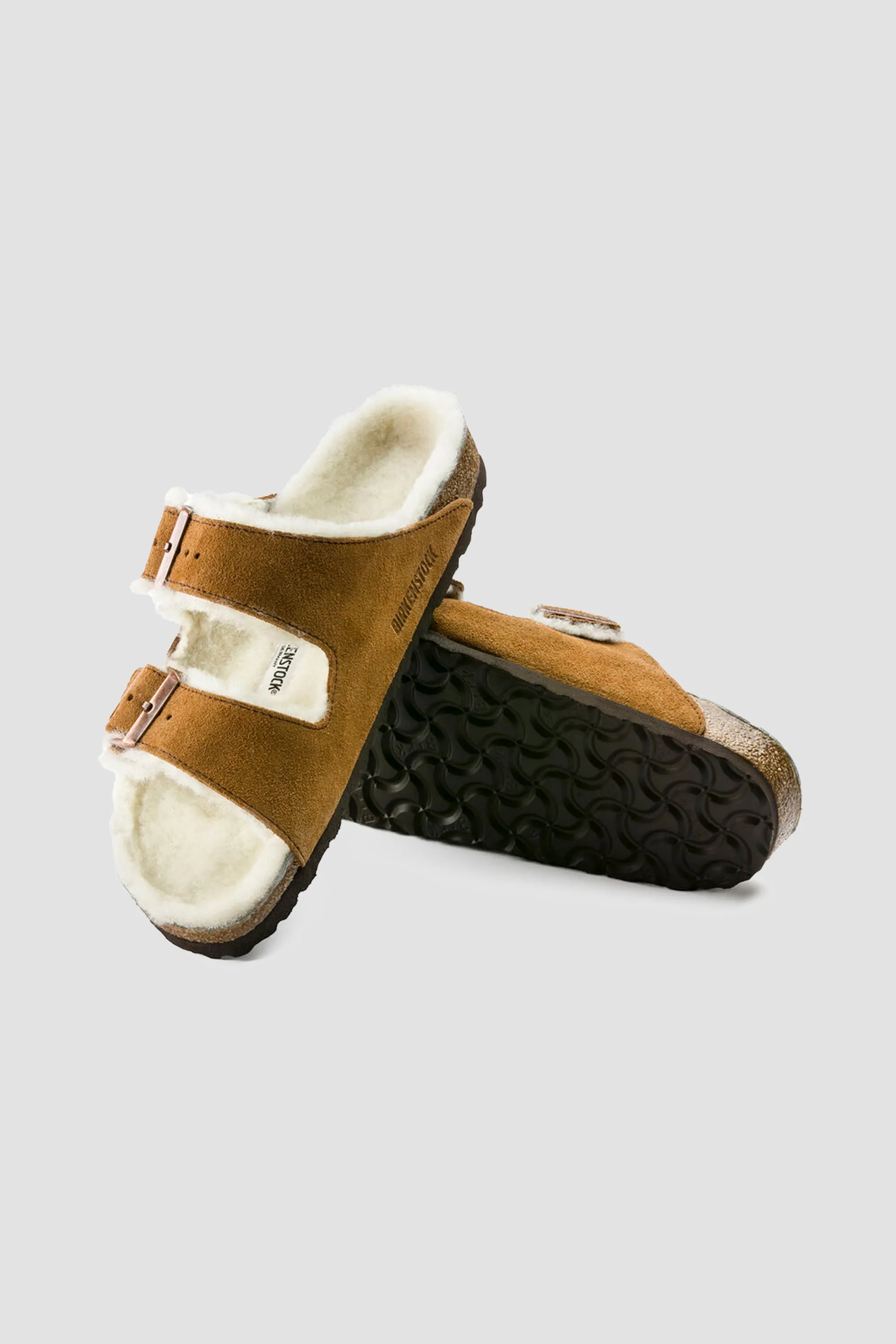 Birkenstock Arizona Shearling in Mink (Narrow)