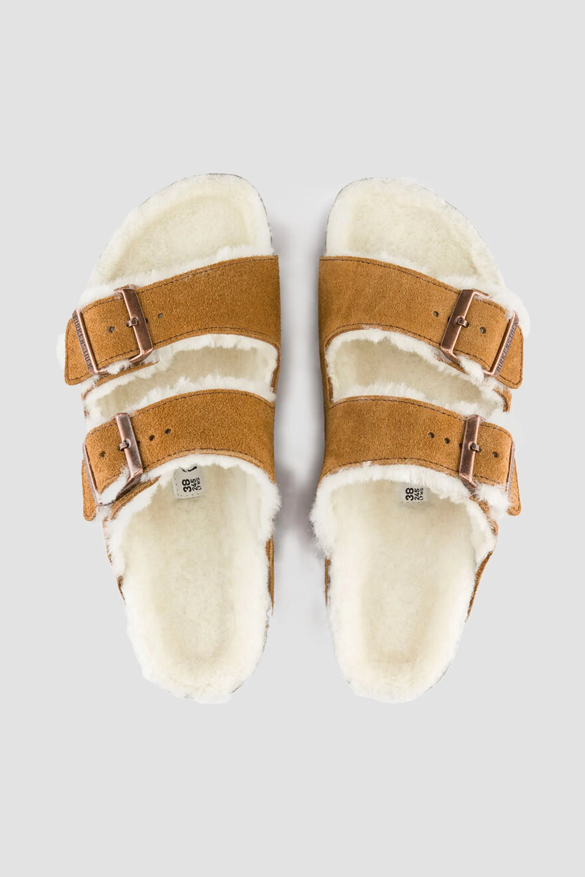 Birkenstock Arizona Shearling in Mink (Narrow)