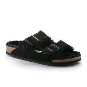 Birkenstock Arizona Shearling Slide Sandal (Women) - Black/Black