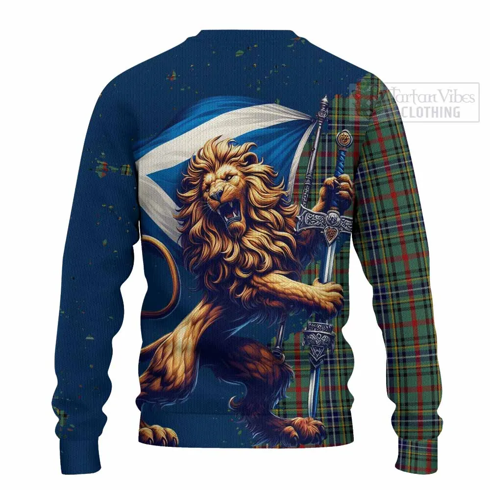 Bisset Tartan Family Crest Knitted Sweater with Scottish Majestic Lion