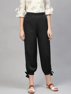 Black Ankle Length Crepe Trouser