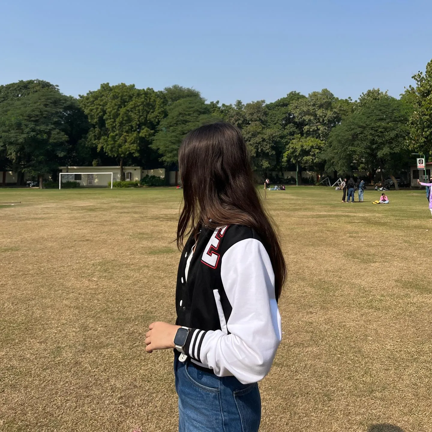 Black crop varsity jacket