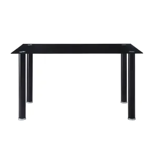 Black Florian Dining Table, Glass Top