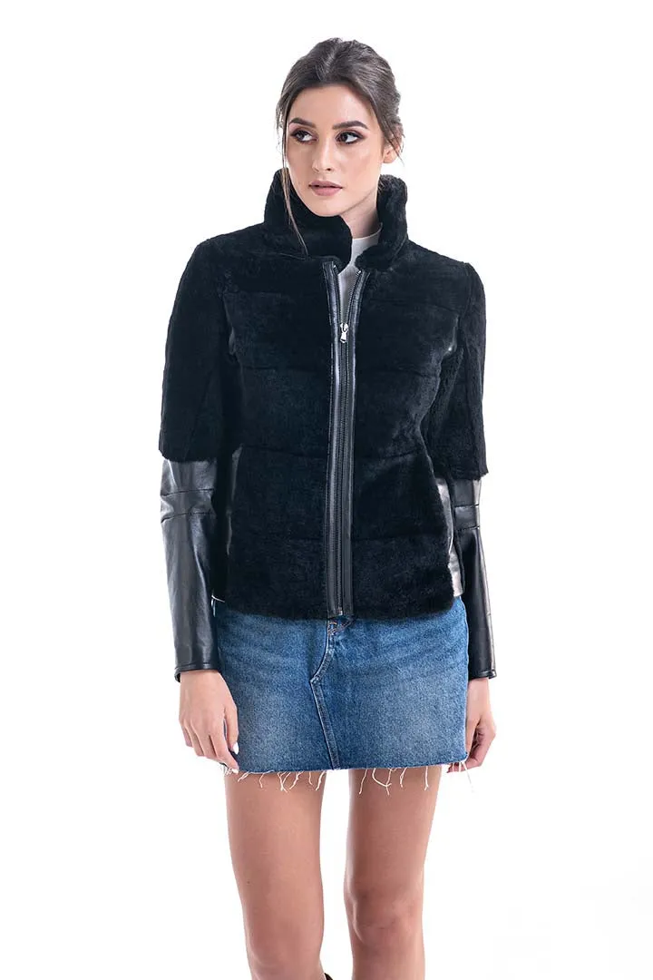 Black Lamb Shearling Leather Jacket