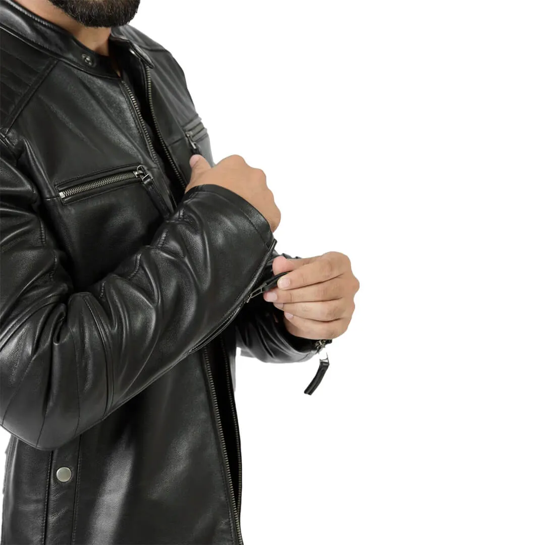 Black Leather Racer Jacket