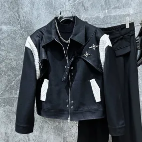 Black Niche Splicing Rivet Jacket