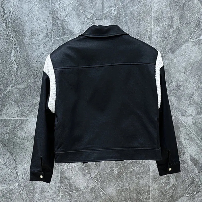 Black Niche Splicing Rivet Jacket