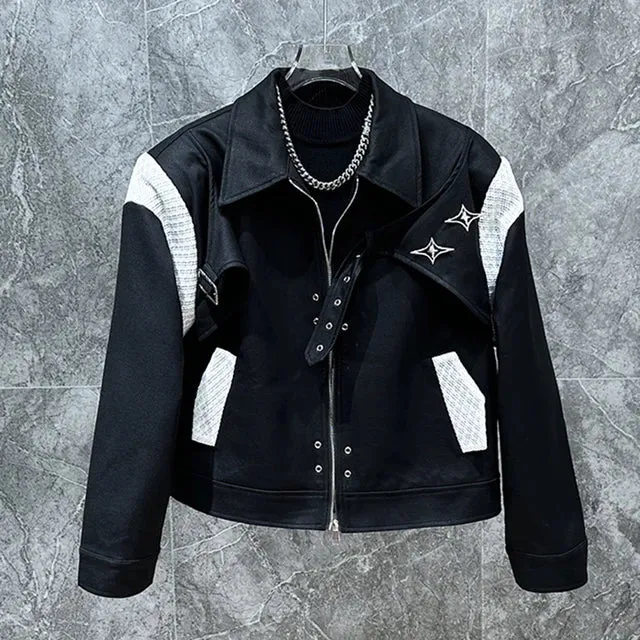 Black Niche Splicing Rivet Jacket