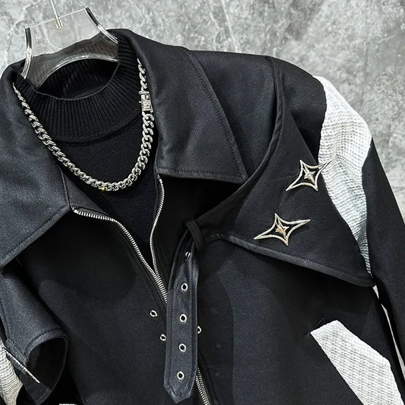 Black Niche Splicing Rivet Jacket