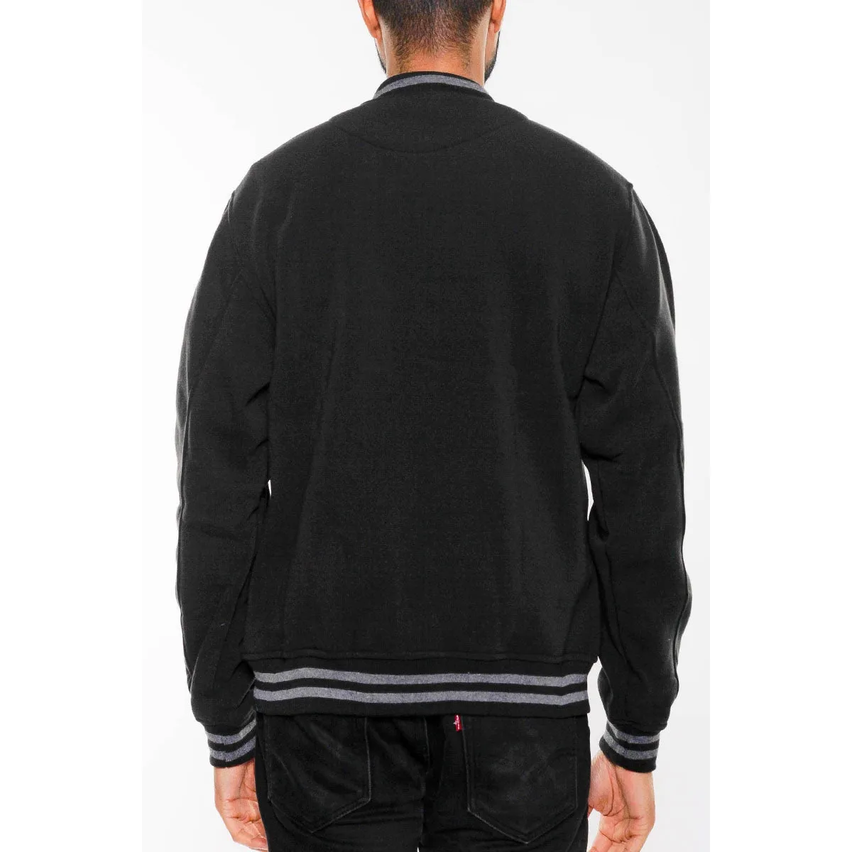 Black Varsity Fleece Jacket