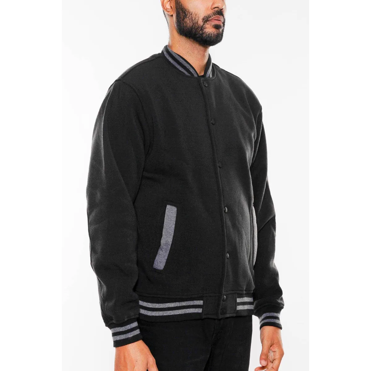 Black Varsity Fleece Jacket